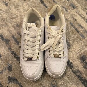 G by Guess Women's White and Gold Sneakers